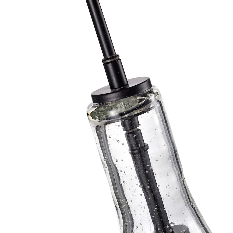 Luna Antique Black Finish Clear Bubble Glass Pendant Chandelier