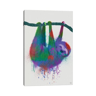 iCanvas "Sloth Rainbow Splash" by Fab Funky Canvas Print