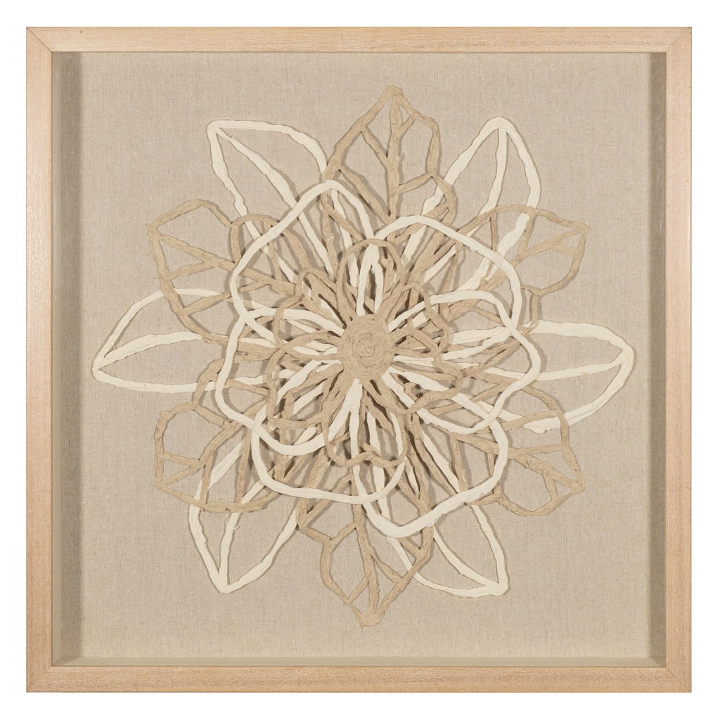 HUJI Paper Mache String Flower Shadow Box Wall Decor Wall Art For Bathroom Bedroom Living room Office