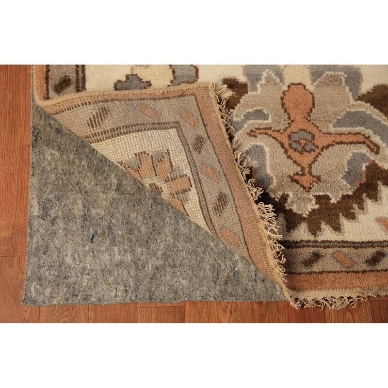 Orange Floral Oushak Indian Area Rug Handmade Wool Carpet - 9'1"x 11'11"