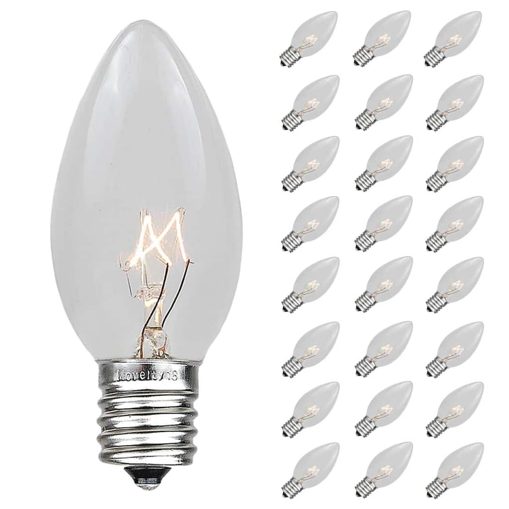 25 Pack C9 Outdoor Christmas Replacement Bulbs, E17/C9 Intermediate Base - Medium