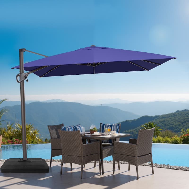 VredHom Patio Outdoor 9 x 11 FT Cantilever-Offset Umbrella with Premium Weight Base