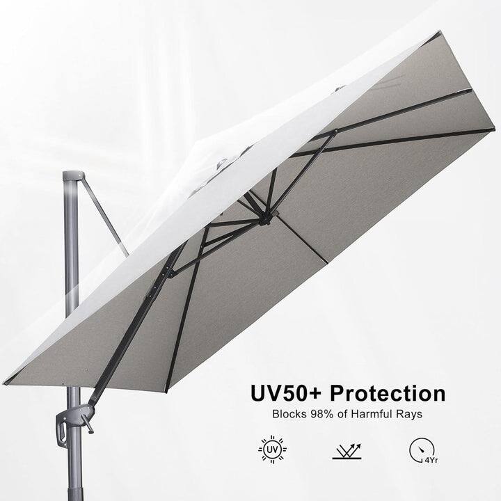 PURPLE LEAF 8 ft Stylish UV50+ Fade Resistant Patio Cantilever Umbrella with 360-degree Rotation