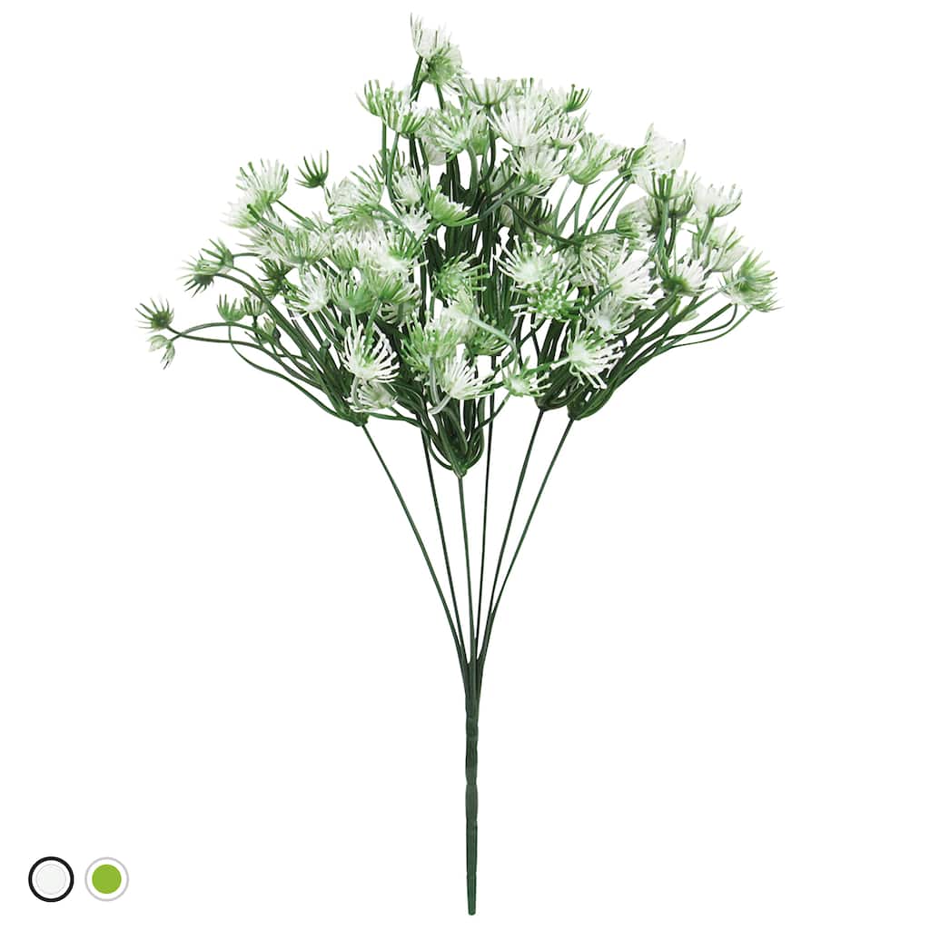Set of 3 Artificial Queen Anne's Lace Flowering Leaf Stem Plant Greenery Foliage Bush 14in