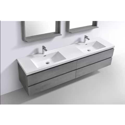 Alma-Pre 72 inch Double Sink Wall Mount Vanity with Reinforced Acrylic Composite Sink