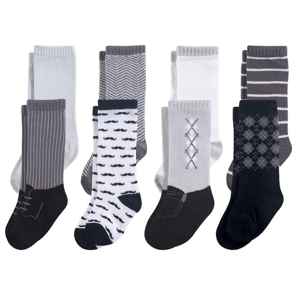 slide 1 of 1, Hudson Baby Infant Boy Cotton Rich Knee-High Socks, Black Gentleman 0-6 Months - Black Gentleman