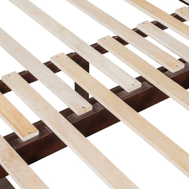 Pine Wood Daybed with Pull-Out Trundle and Two Storage Drawers, Twin to King