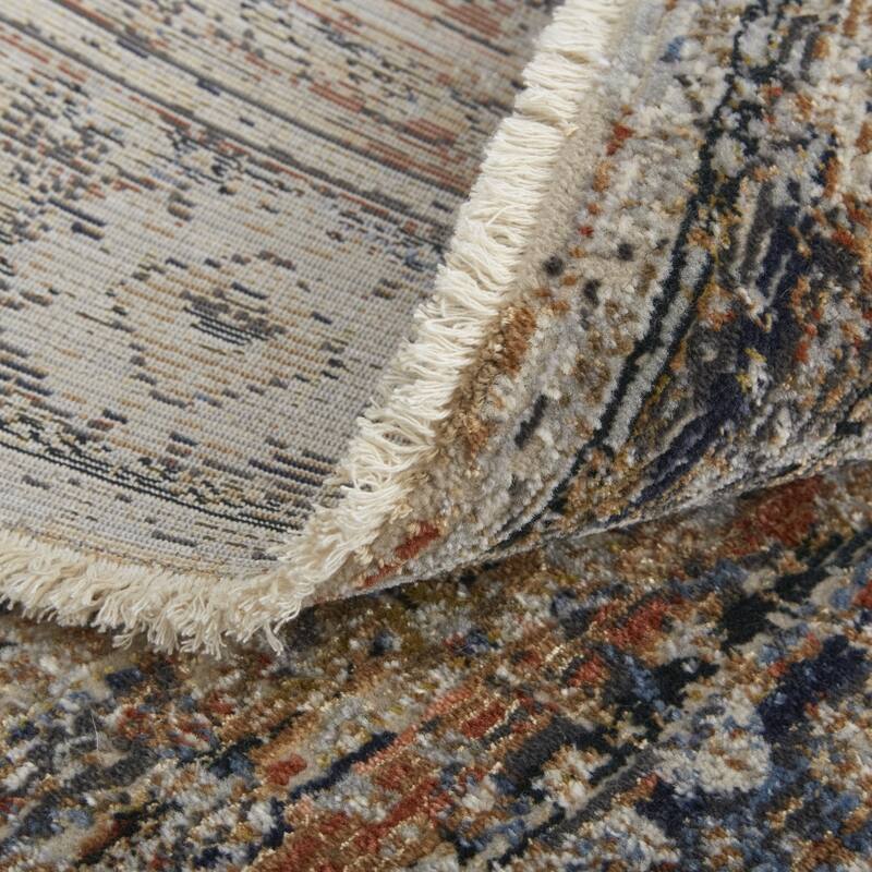 Xexej Power Loomed Distressed Floral Traditional Non Skid with Fringe Area Rug By HomeRoots