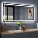 preview thumbnail 15 of 38, KIOTEE LED Mirror Lights Anti-Fog Frameless Bathroom Vanity Mirror in Tempered Glass 77x36