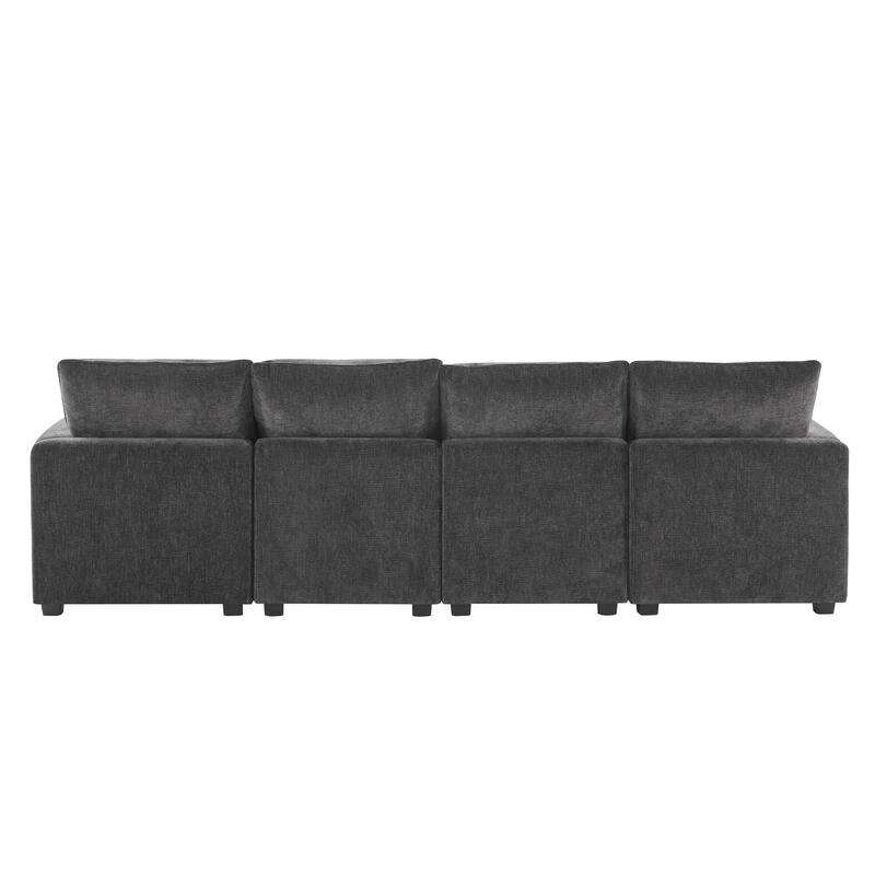 110" Chenille Modular Sectional Sofa with 2 Pillows, 4-Seater, 330lb Capacity