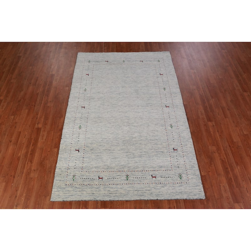 Tribal Gabbeh Indian Area Rug Handmade Wool Carpet - 5'2" x 7'10"