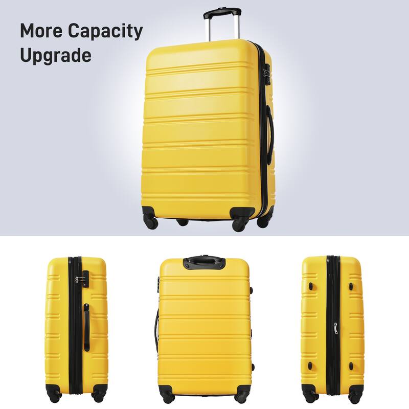 3 Piece Luggage Set ABS Hardside Lightweight Suitcase Set with Spinner Wheels and TSA Lock, 20" 24" 28" Luggage Case