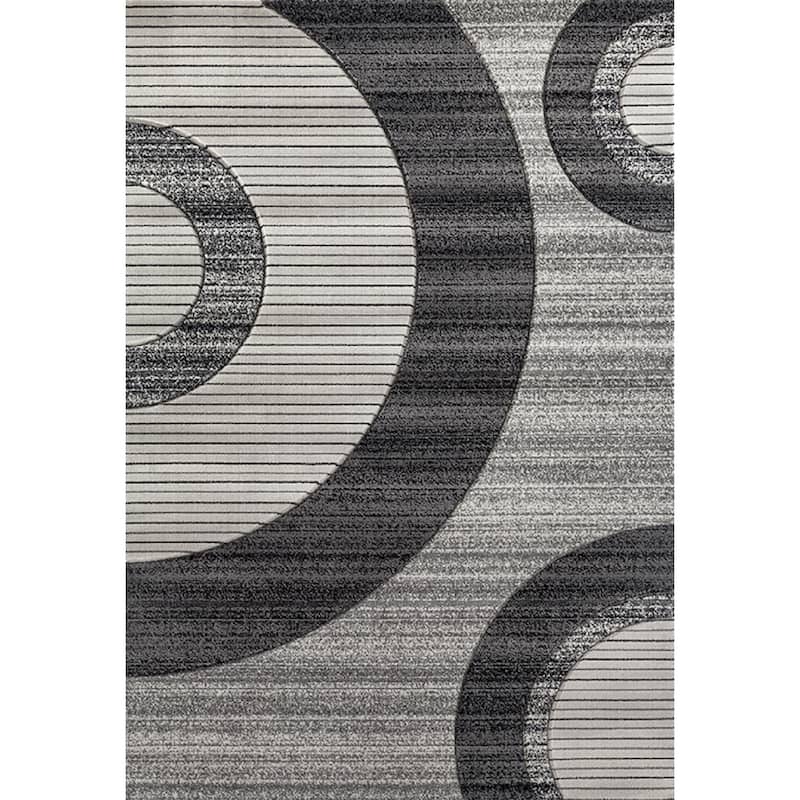 Glamour Collection Geometric Polypropylene Area Rug - 2'1'' X 3'3'' - Grey/Black