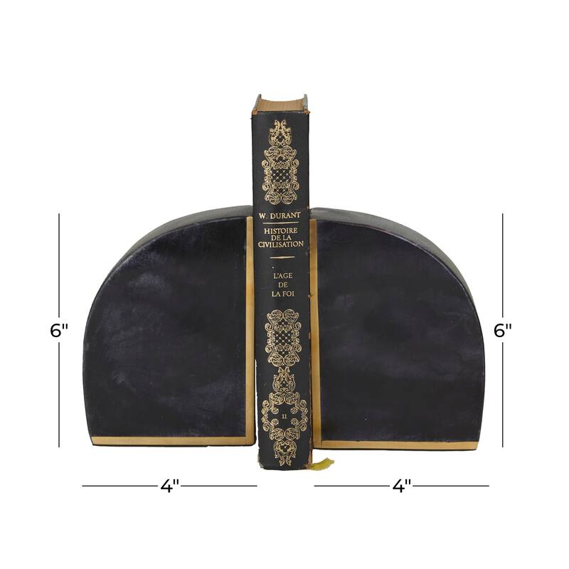 CosmoLiving by Cosmopolitan White or Black Marble Geometric Bookends with Gold Inlay (Set of 2) - PR 4"W, 6"H