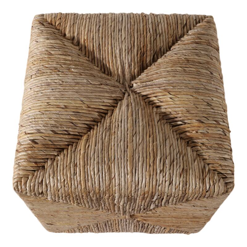 Decorative Textured Woven Ottoman for House Decor - 18", Brown