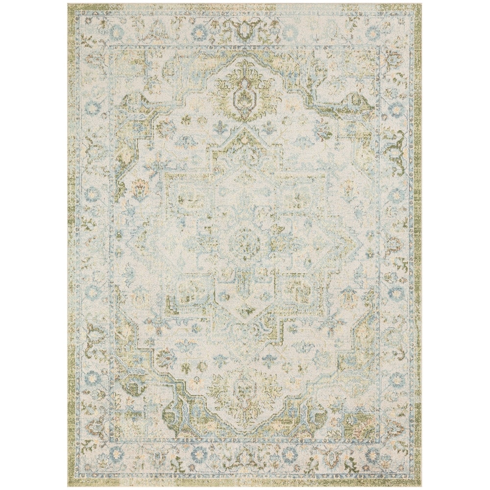Nourison Abby Machine Washable Indoor only Persian Floral Area Rug.