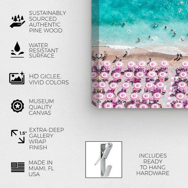 Oliver Gal 'Paradise Beach Umbrellas Pink' Nautical and
