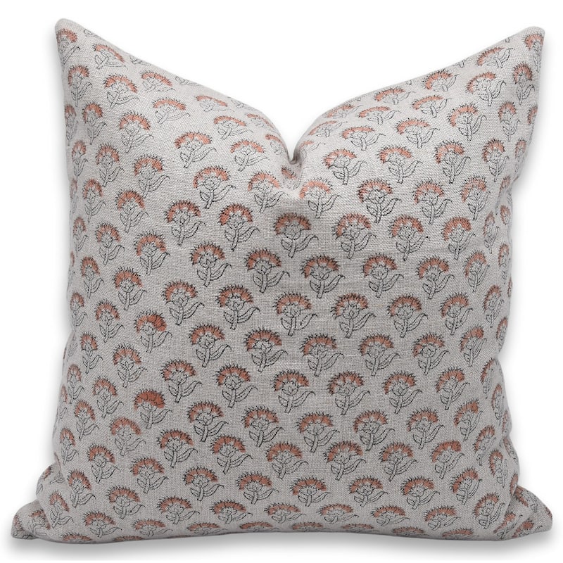 Linen Square Block print pillow Cover - Juju Flower - Pillow Covers - 26" x 26"