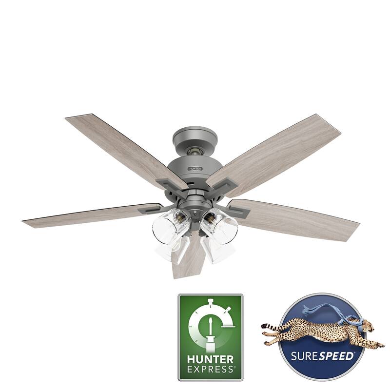 Hunter Gatlinburg Ceiling Fan w/ LED Light Kit, Handheld Remote - Transitional- EASY INSTALLATION