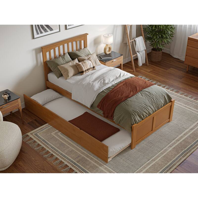 Mission Platform Bed with Footboard and Twin XL Trundle