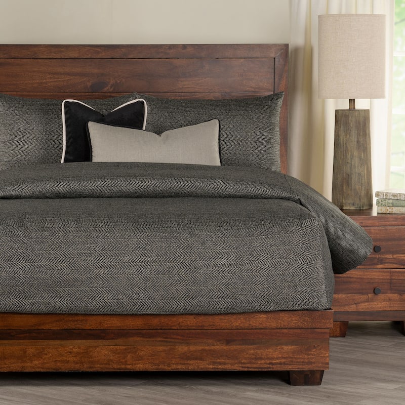 Performance Tweed Bed-Cap Comforter Set with Tailored Corners - Onyx - King
