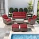 Option Brown Wicker & Red Cushion