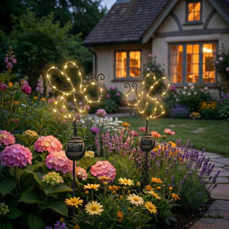 Outdoor Solar Powered Led Decorative Garden Stake Light - 2 Pack White Bee - 2 Pack