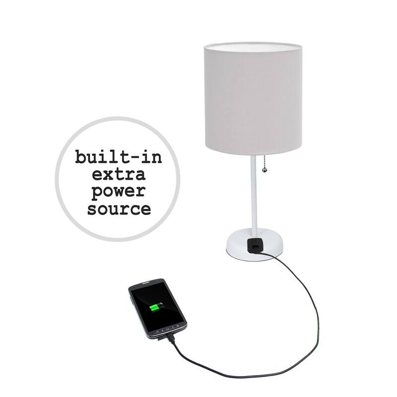 Simple Designs 19.5" 2 Pack Table Desk Lamp Set with Charging Outlet - 19.50