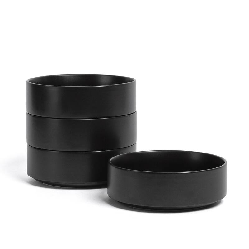 over&back Stackable 25oz Semi-Matte Stoneware Cereal Bowls - Black