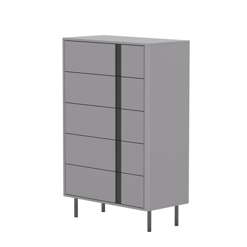 5-Drawer Modern Wooden Dresser with Adjustable Metal Legs