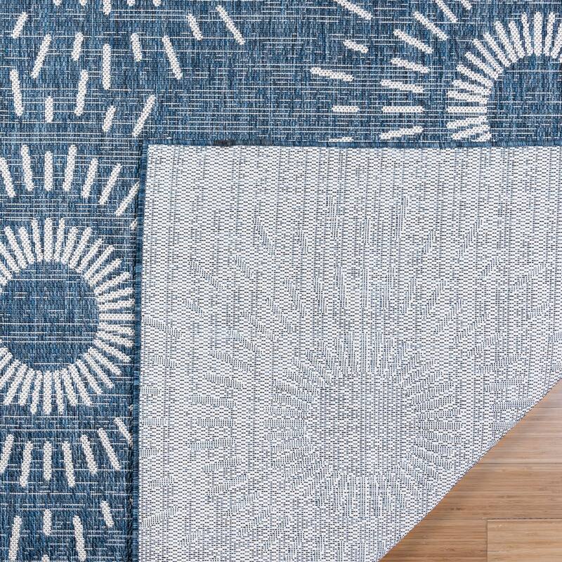 Gertmenian Tropea Tiaret Indoor Outdoor Flatweave Rug, Boho Sunburst Design