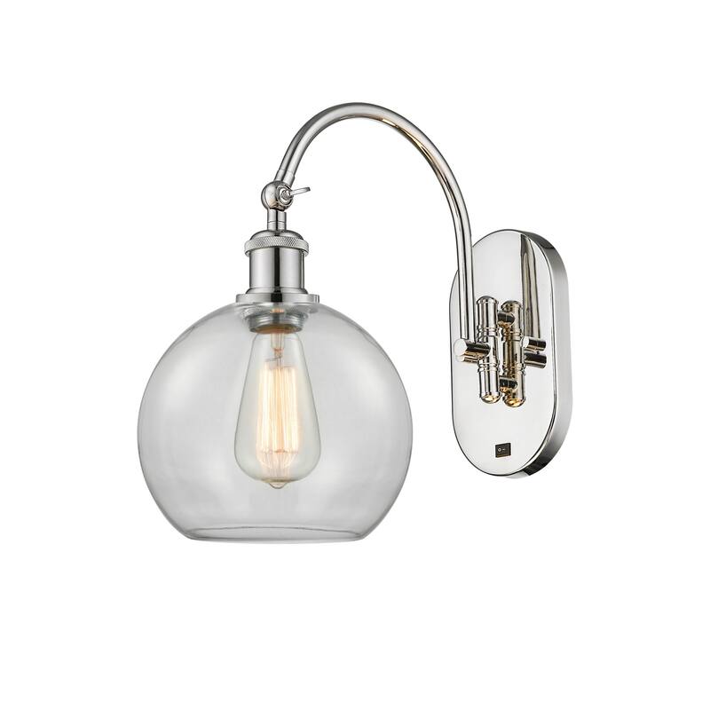 Innovations Lighting 518-1W-14-8 Athens Sconce Athens 14" Tall Wall - Polished Nickel / Clear