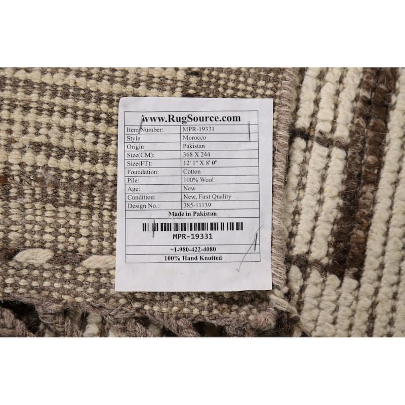 All-Over Moroccan Modern Area Rug Hand-Knotted Wool Carpet - 8'0" x 12'1"