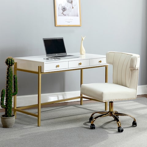 Saliva Writing Desk with Golden Base for Office