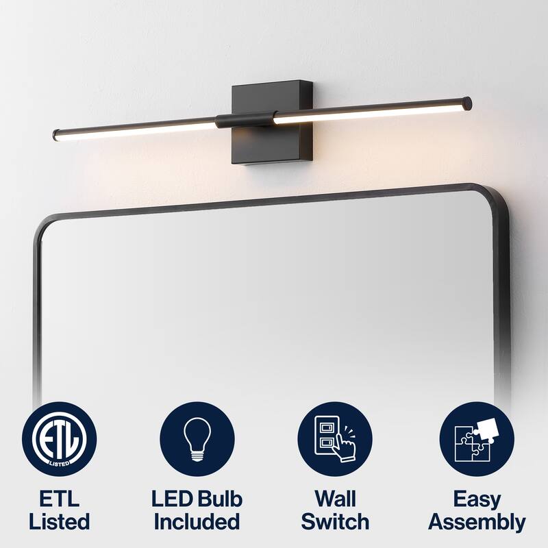 28" Dimmable Integrated LED Metal Wall Sconce, by JONATHAN Y