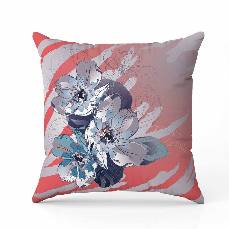 Rosemary Romance Faux Suede Reversible Throw Pillow Silver and Red