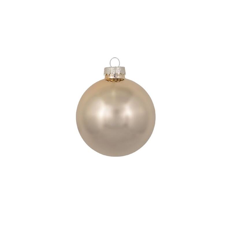 40Ct Champagne Pearl Finish Glass Christmas Ball Ornaments 1.25" 30mm