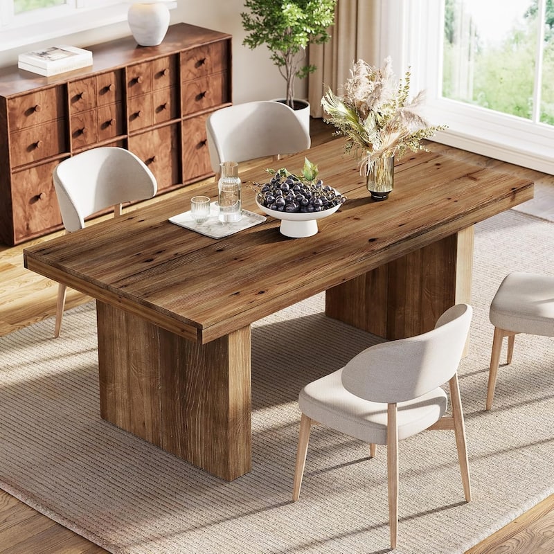 63-Inch Solid Wood Dining Table for 4-6 People for Dining Room, Kitchen