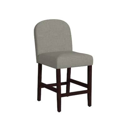 Aleo Counter Stool Chair, Gray Woven Fabric and Tapered Wood Legs