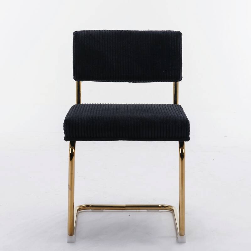 Roomfitters Modern Corduroy Dining Chairs Set of 2, Upholstered Armless Accent Chairs with Gold Metal Frame