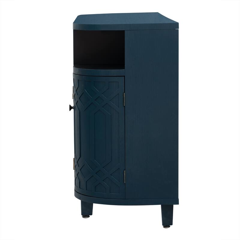 Storage Cabinet With 4-Doors And Adjustable Shelves,Solid Wood