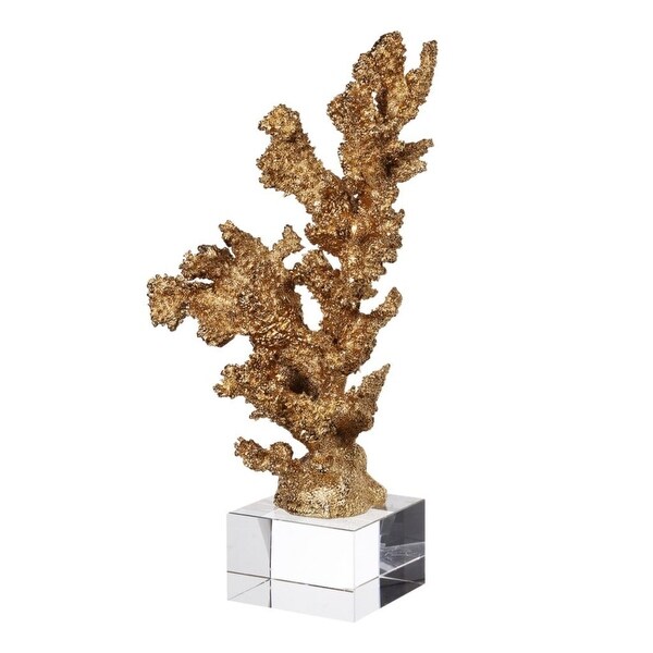 12.5" Gold Contemporary Style Coral Accent on Clear Base - N/A
