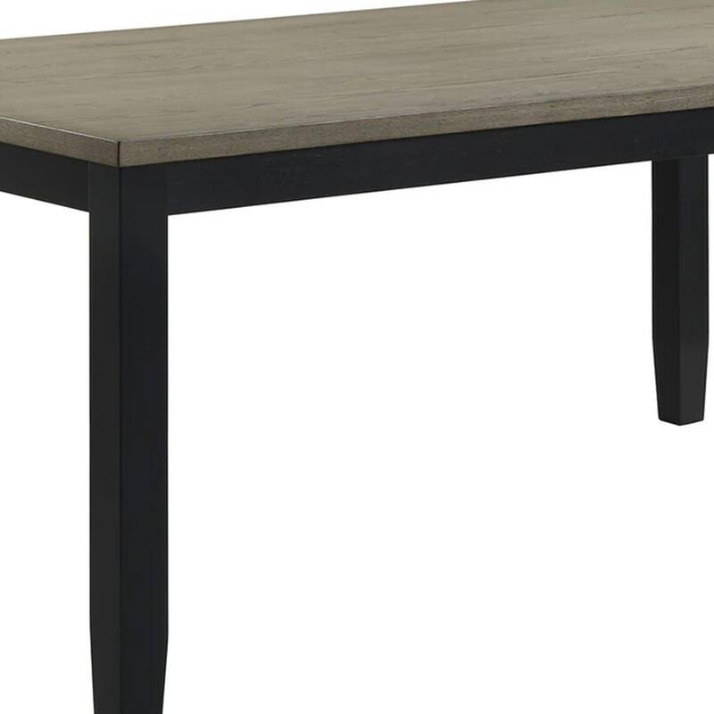 Emoi Dining Table, 71 Inch Rectangular Gray Oak Wood Top, Black Legs - Gray Oak, Black