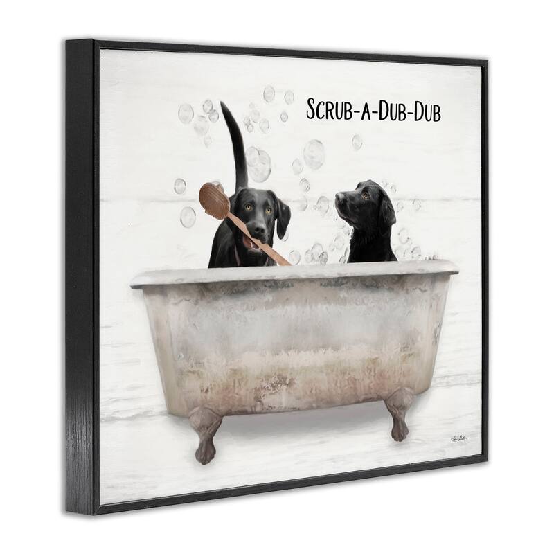 Stupell Scrub a Dub Dub Quote Family Pet Dog Bath Framed Giclee Texturized Art by Lori Deiter