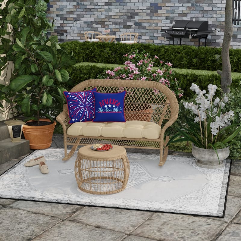 18" x 18" Americana Outdoor Throw Pillow with Welt - Set of 2 - 18'' L x 18'' W x 5'' H