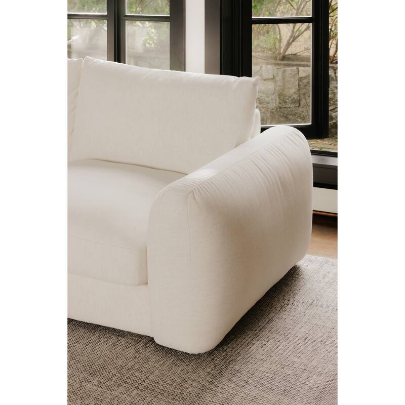 NADAAL STUDIOS Avelyn Left-Facing Sectional, Pillow-Soft Seating with Faux Feather Fill and Oat Fabric Upholstery