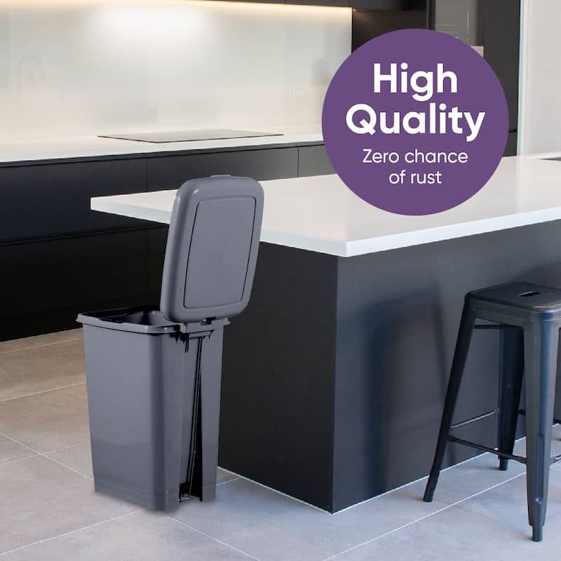 Superio 10.5 Gal Slim Pedal Step On Trash Can, Grey