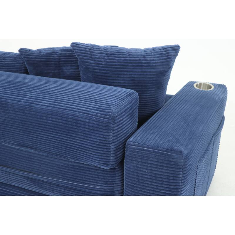 Convertible Sofa Bed, 76" Boneless Loveseat Couch 2 in 1 Foldable Floor Sofa Couch with 2 Cup Holders, Folding Sleeper Chair