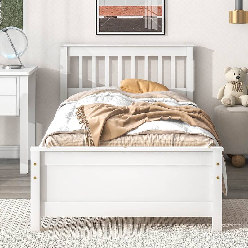 Platform Pine Wooden Bed with Headboard & Footboard