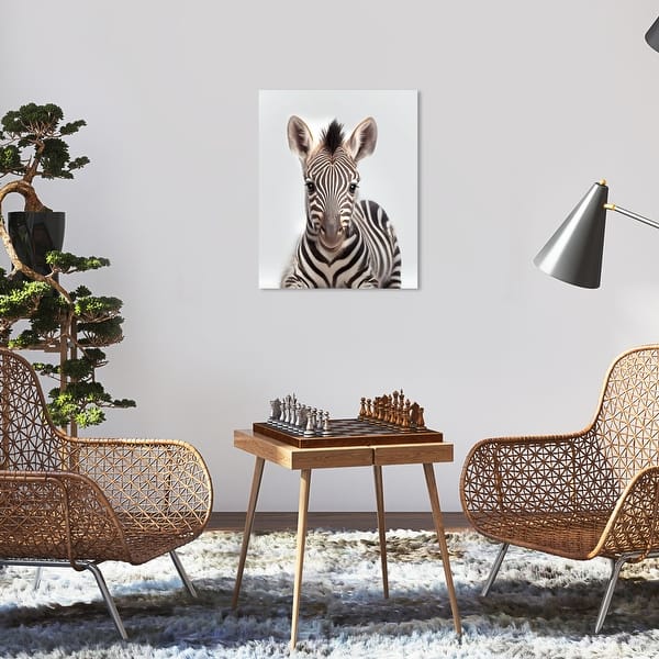 slide 2 of 7, Wynwood Studio Canvas Animals Baby Animal Zebra Brown and Dark Brown Modern & Contemporary Wall Art Canvas Print - Brown, White 20 x 16